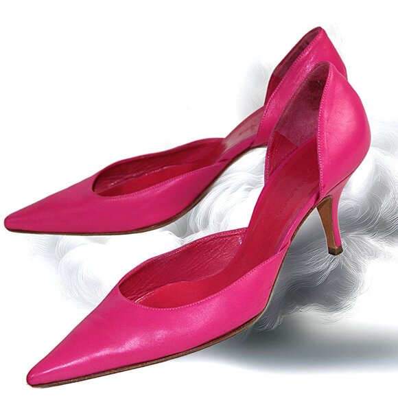 Balenciaga Fiery Pink Leather Knife Toe Open Side Stiletto Heel, Size 36.5 - Picture 3 of 10